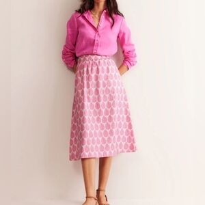New Boden Hattie Poplin Midi Skirt Sangria Sunset Floret Paisley Size 8R